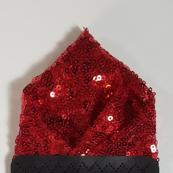 Men's Sequin Pre-Folded Pocket Square Insert - Red - Picture 5 of 8